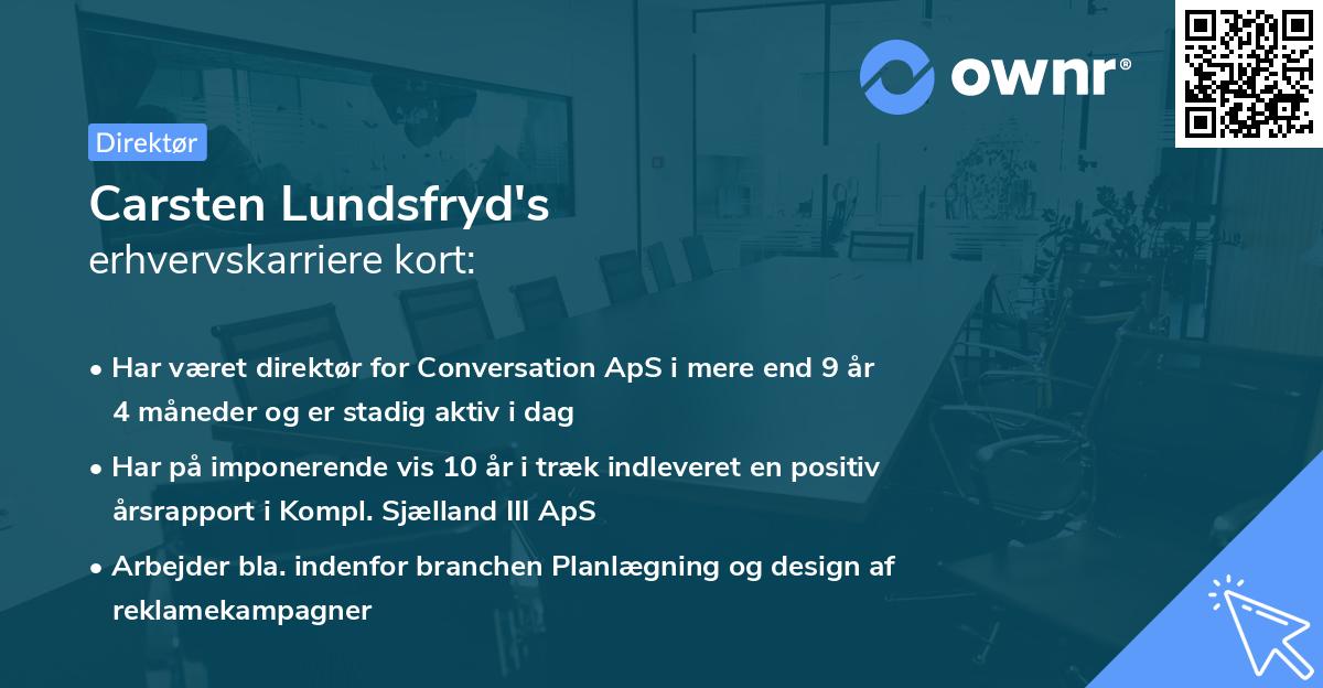 Carsten Lundsfryd's erhvervskarriere kort