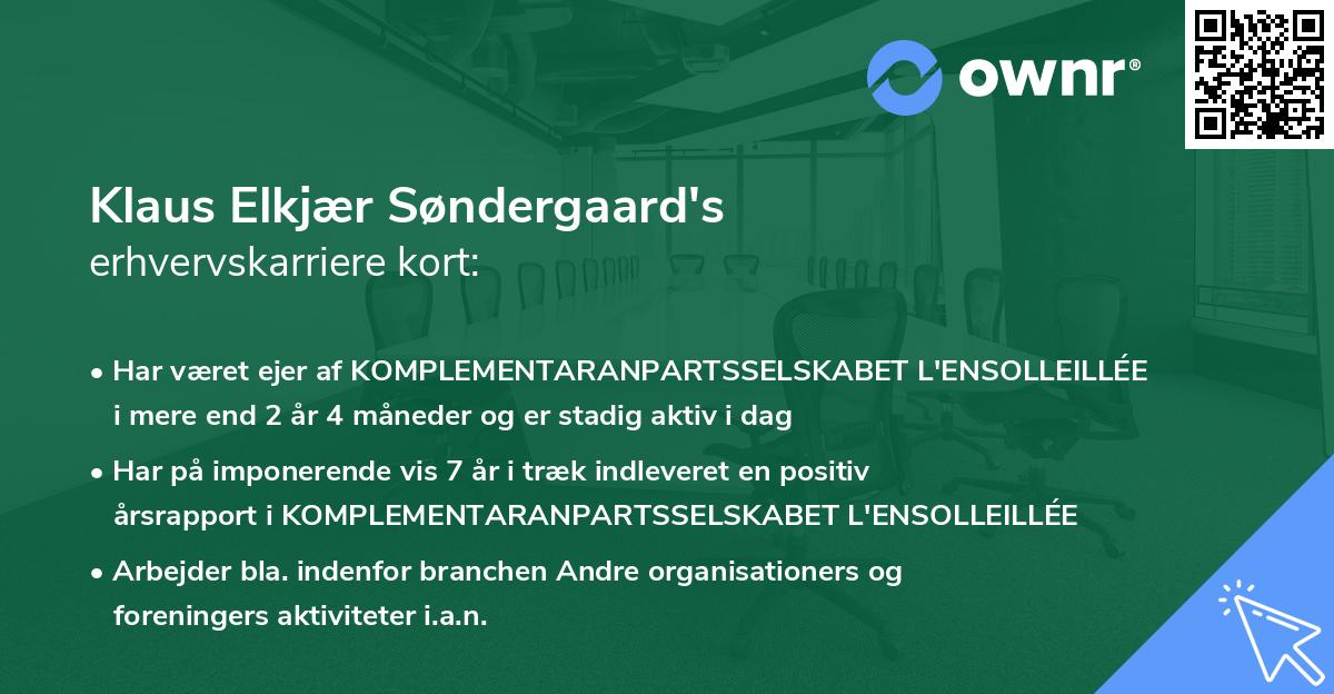 Klaus Elkjær Søndergaard's erhvervskarriere kort