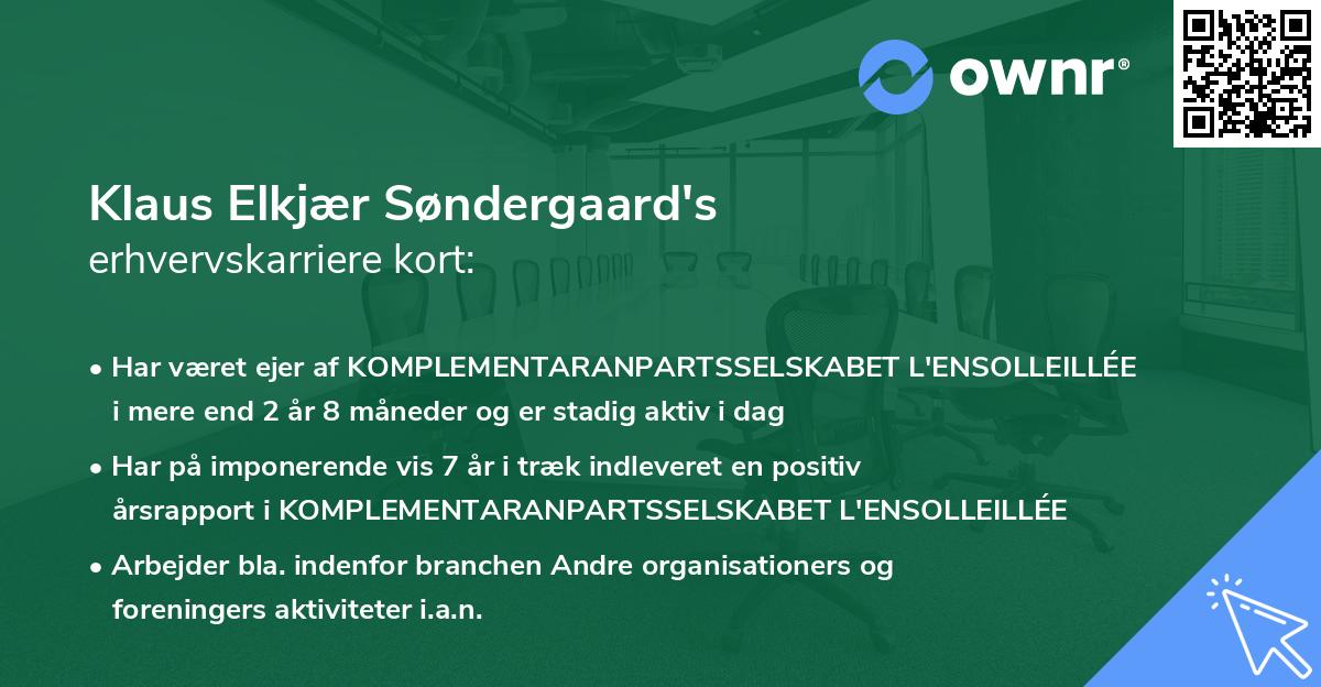Klaus Elkjær Søndergaard's erhvervskarriere kort