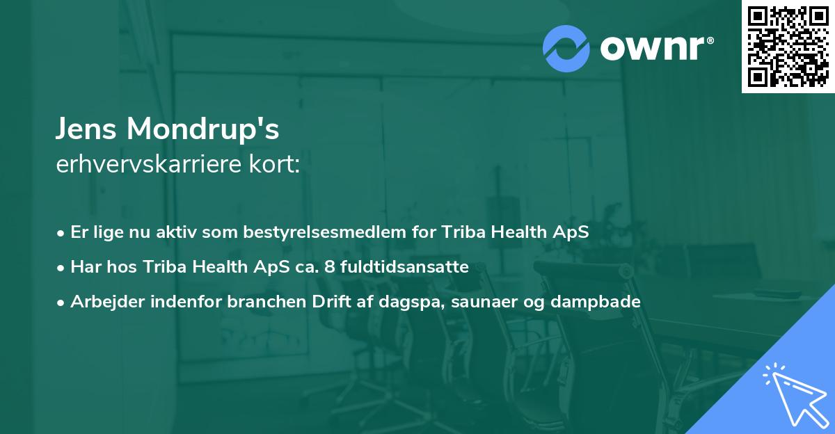 Jens Mondrup's erhvervskarriere kort