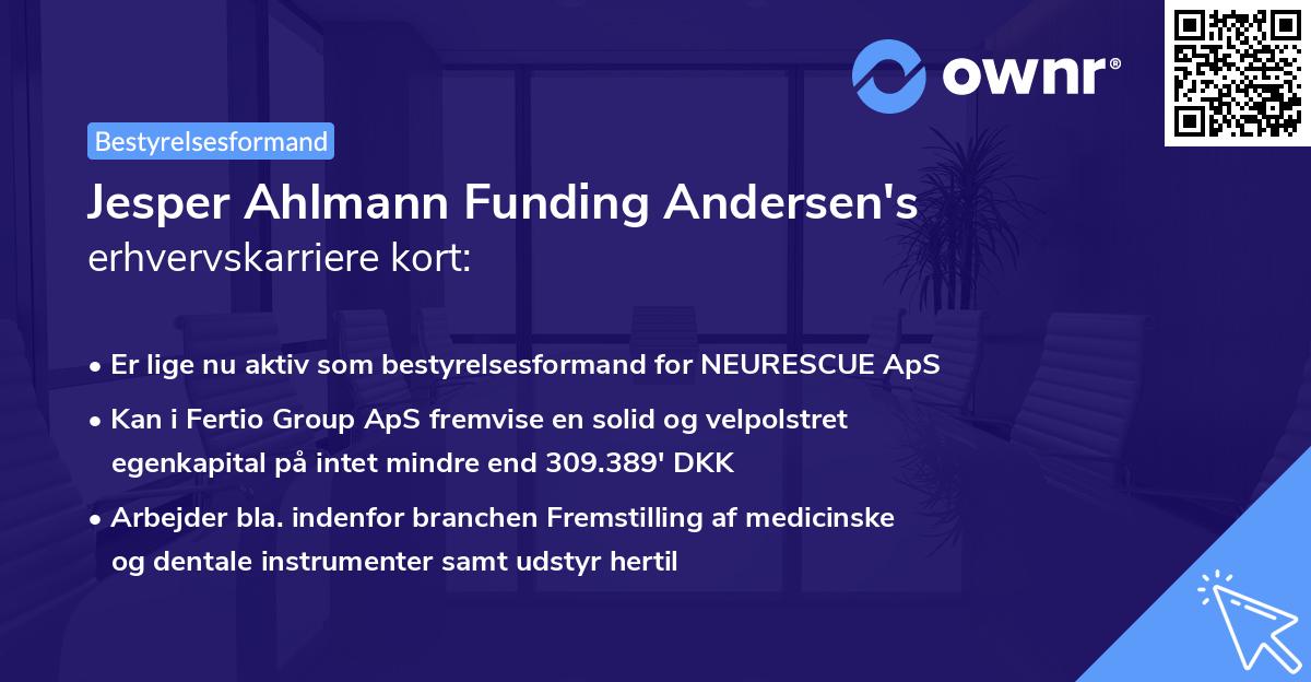 Jesper Ahlmann Funding Andersen's erhvervskarriere kort