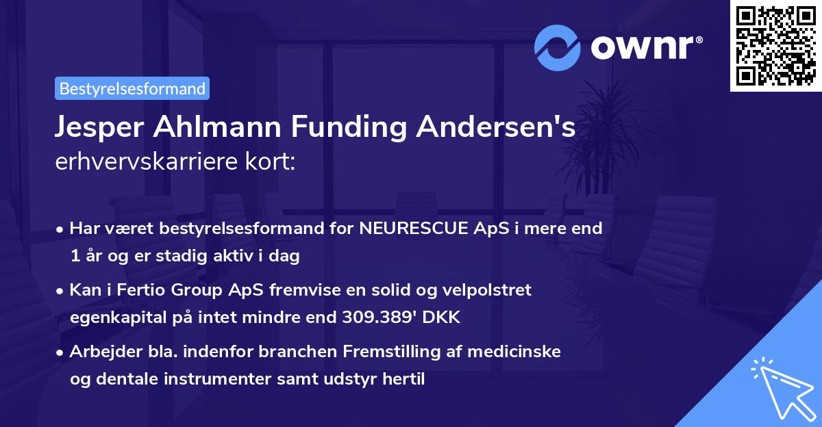 Jesper Ahlmann Funding Andersen's erhvervskarriere kort