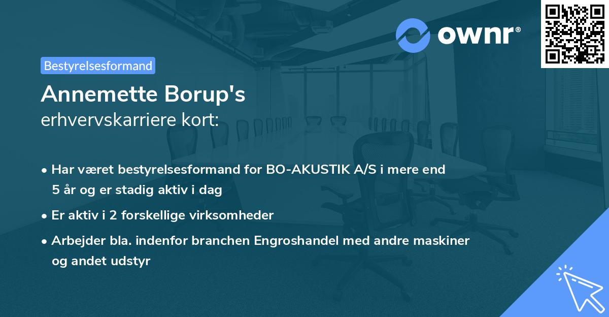 Annemette Borup's erhvervskarriere kort