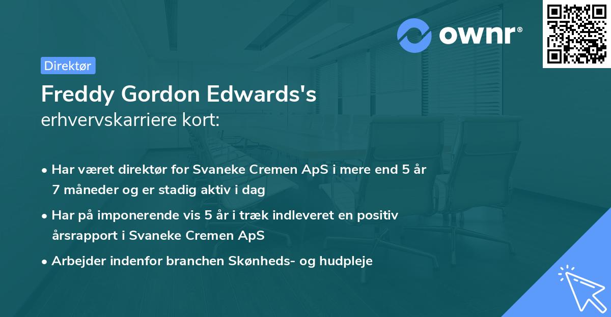 Freddy Gordon Edwards's erhvervskarriere kort