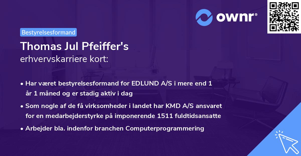 Thomas Jul Pfeiffer's erhvervskarriere kort