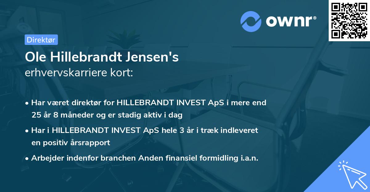 Ole Hillebrandt Jensen's erhvervskarriere kort