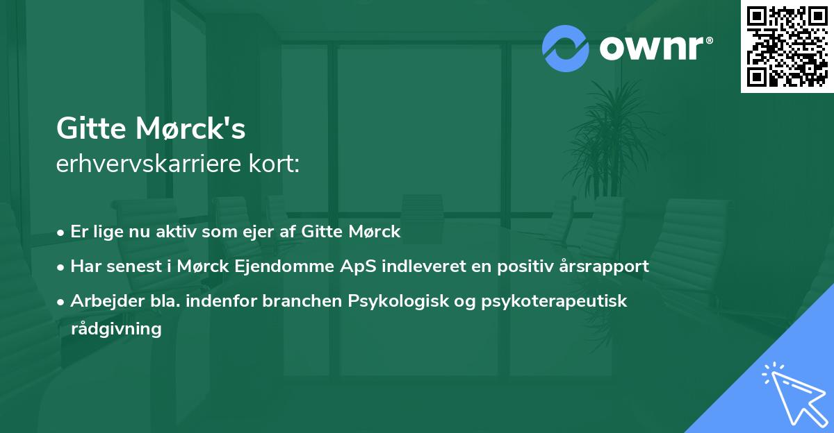 Gitte Mørck's erhvervskarriere kort