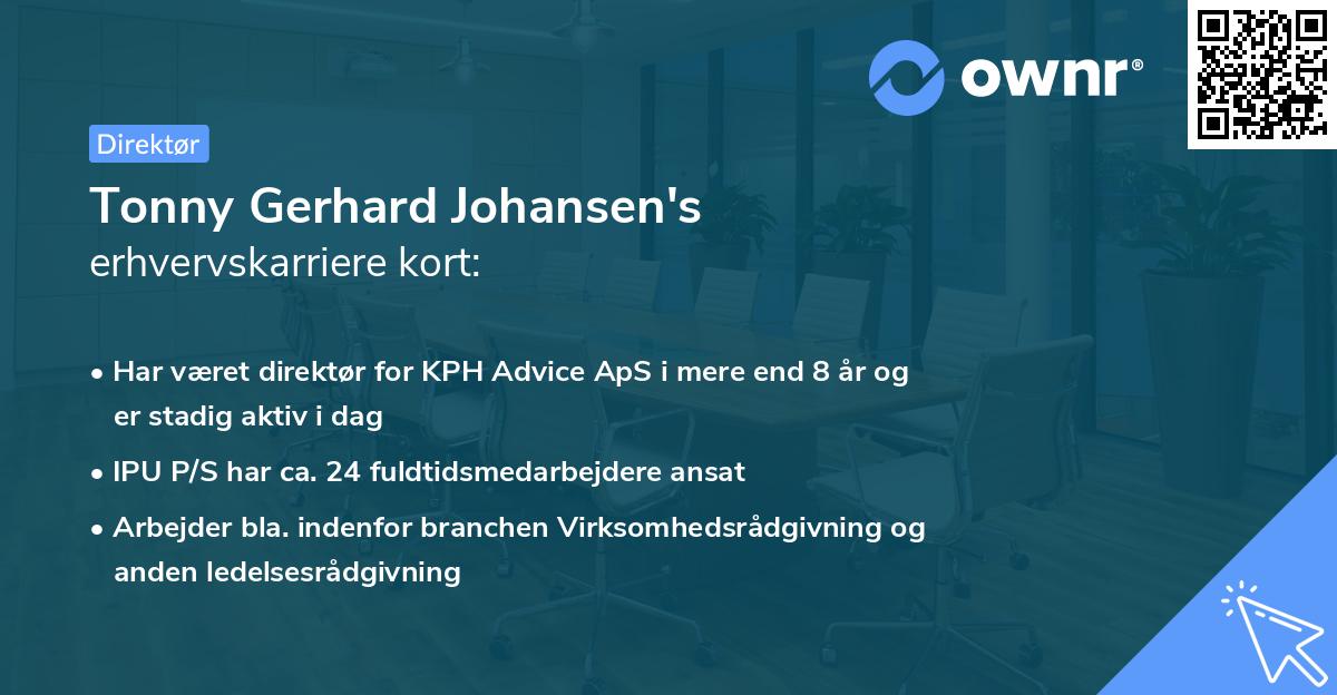 Tonny Gerhard Johansen's erhvervskarriere kort