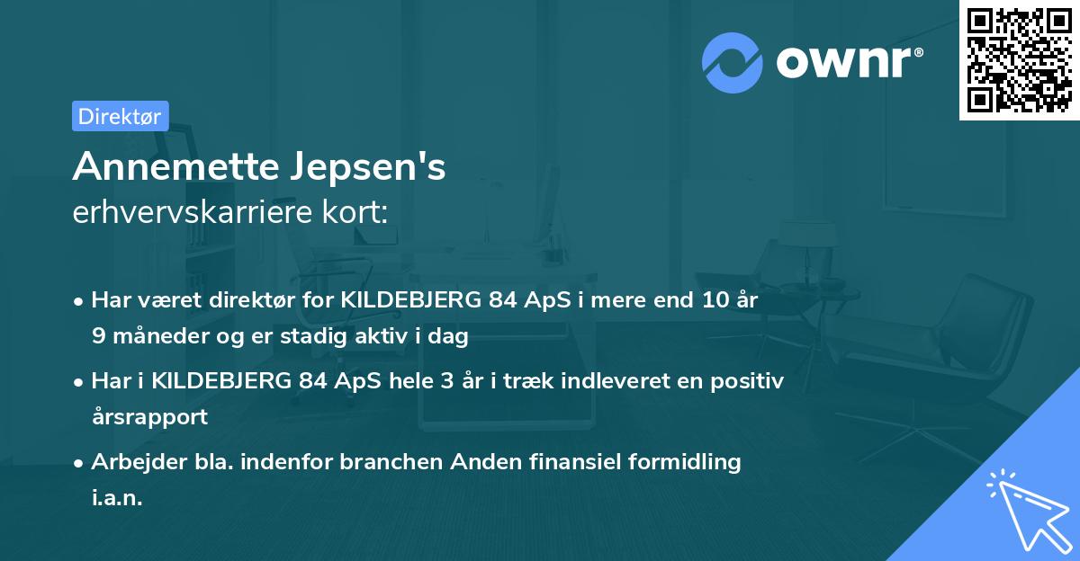 Annemette Jepsen's erhvervskarriere kort