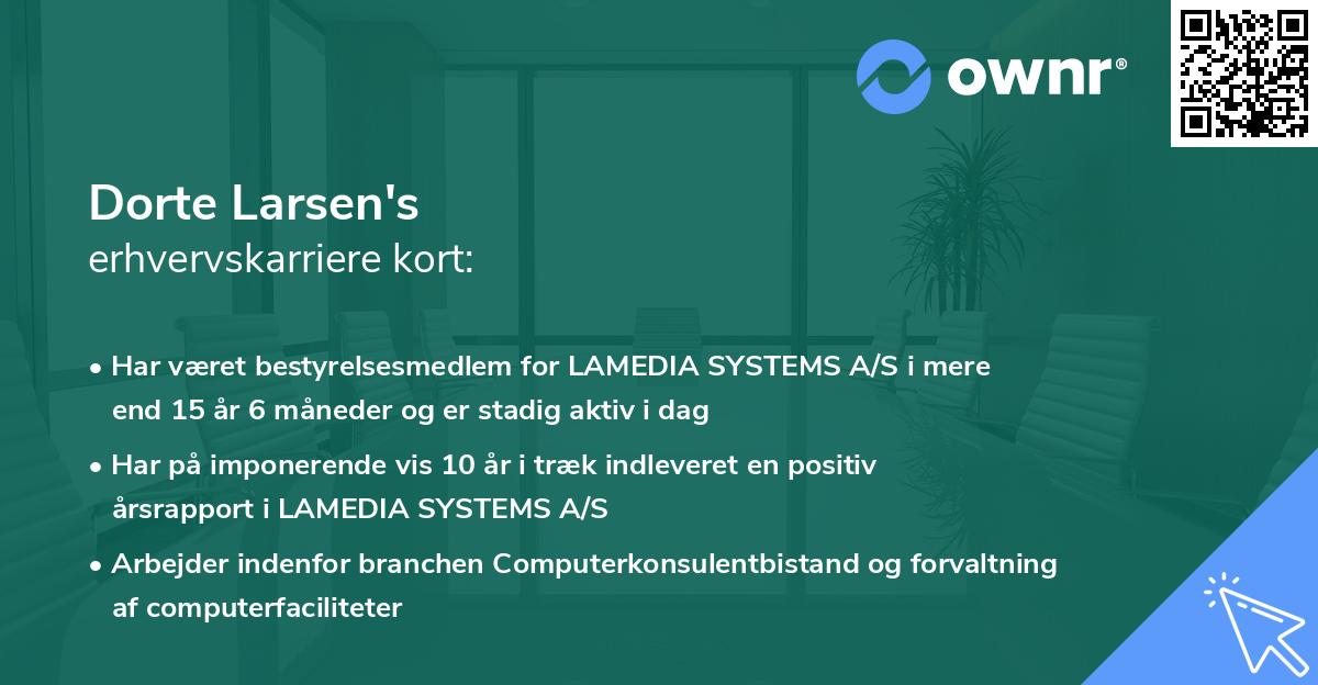 Dorte Larsen's erhvervskarriere kort