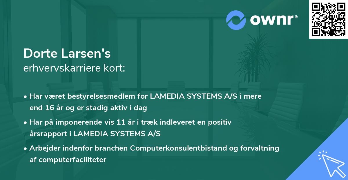 Dorte Larsen's erhvervskarriere kort