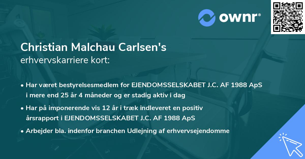 Christian Malchau Carlsen's erhvervskarriere kort