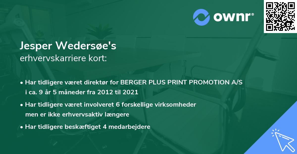 Jesper Wedersøe's erhvervskarriere kort
