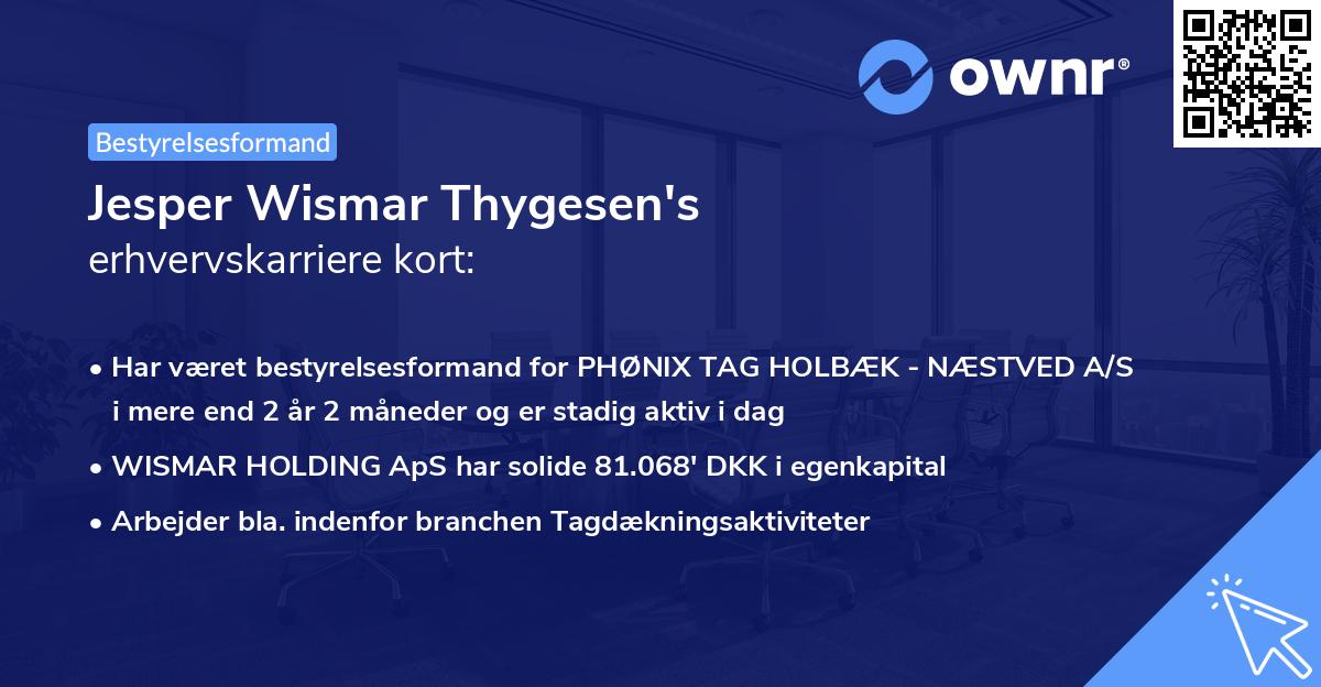 Jesper Wismar Thygesen's erhvervskarriere kort