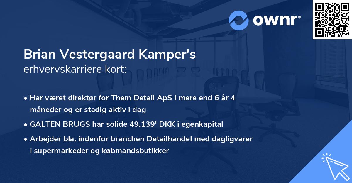 Brian Vestergaard Kamper's erhvervskarriere kort