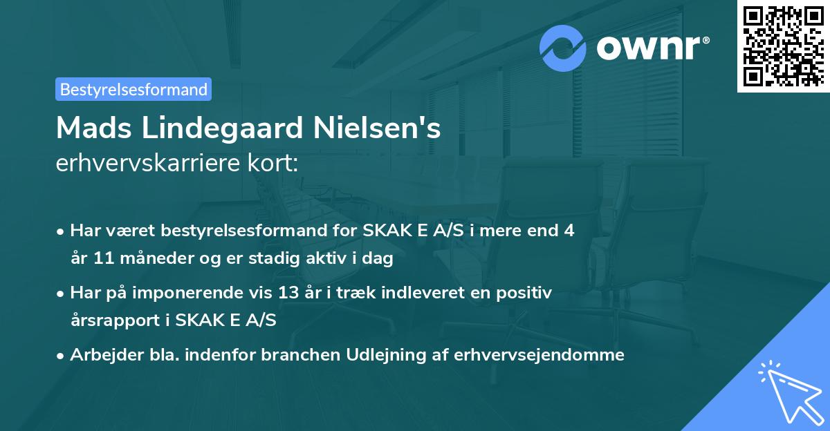 Mads Lindegaard Nielsen's erhvervskarriere kort