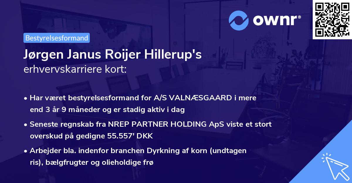 Jørgen Janus Roijer Hillerup's erhvervskarriere kort