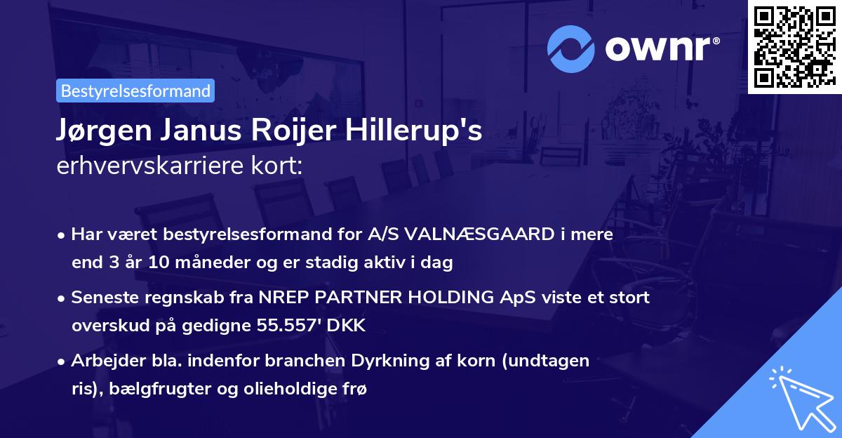 Jørgen Janus Roijer Hillerup's erhvervskarriere kort