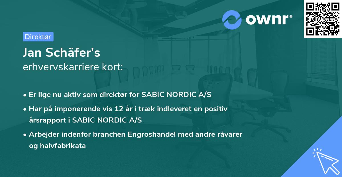 Jan Schäfer's erhvervskarriere kort