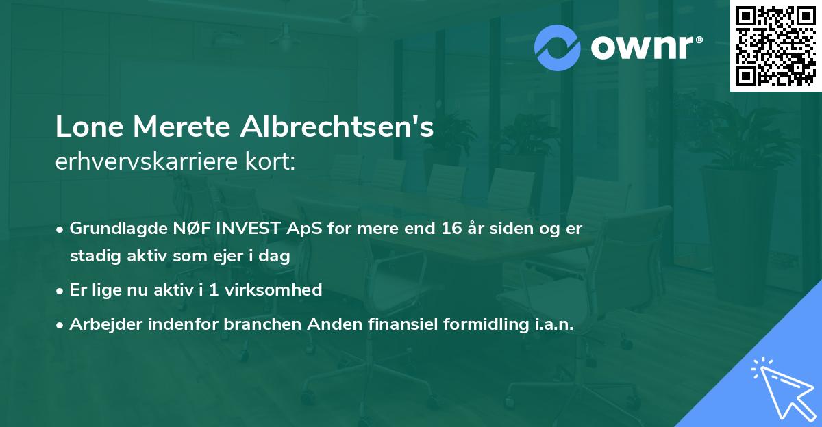 Lone Merete Albrechtsen's erhvervskarriere kort