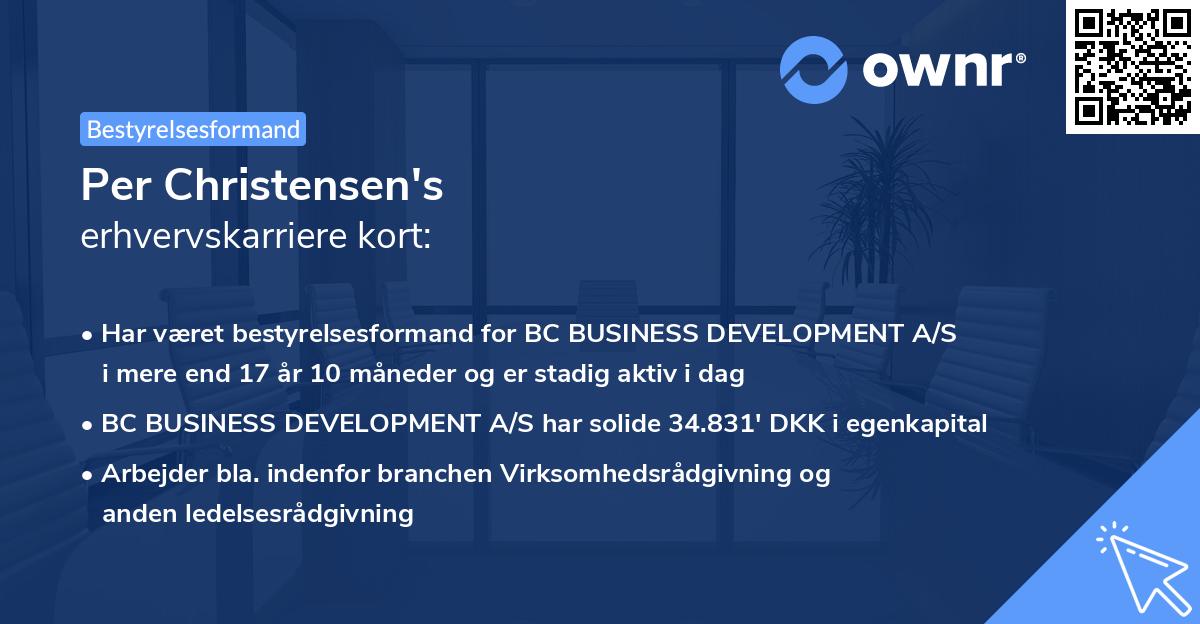 Per Christensen's erhvervskarriere kort