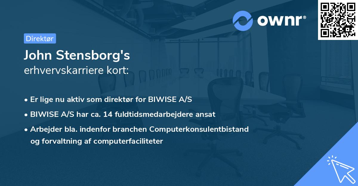 John Stensborg's erhvervskarriere kort