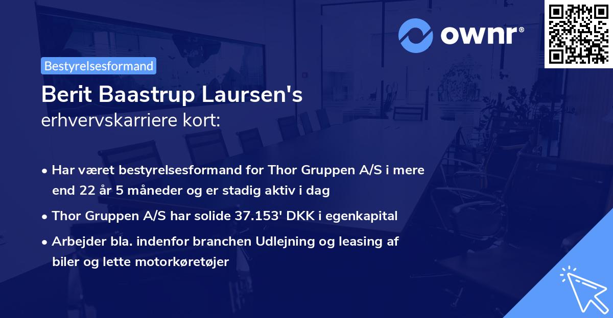 Berit Baastrup Laursen's erhvervskarriere kort