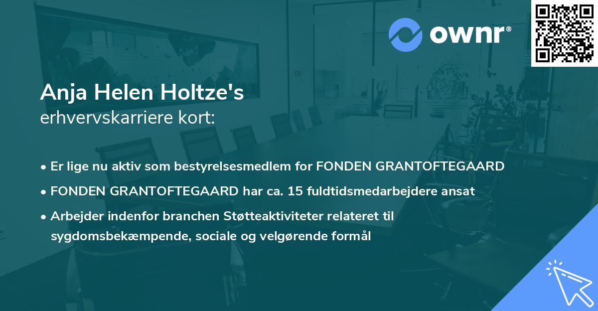 Anja Helen Holtze's erhvervskarriere kort