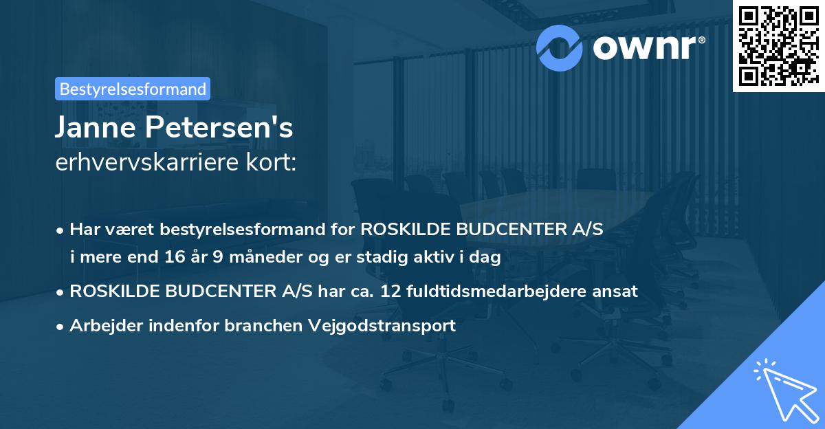 Janne Petersen's erhvervskarriere kort