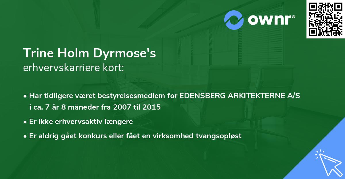 Trine Holm Dyrmose's erhvervskarriere kort