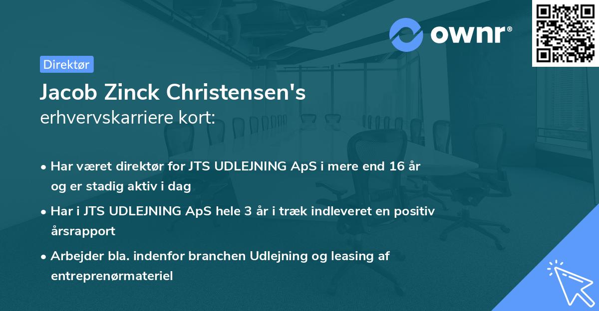 Jacob Zinck Christensen's erhvervskarriere kort
