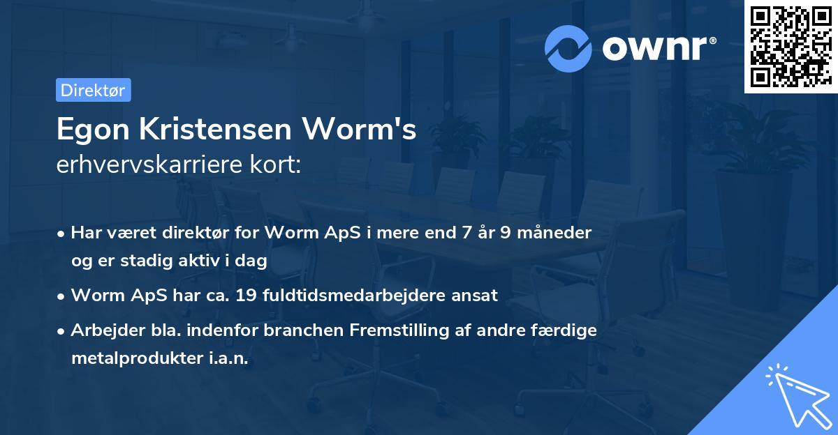 Egon Kristensen Worm's erhvervskarriere kort