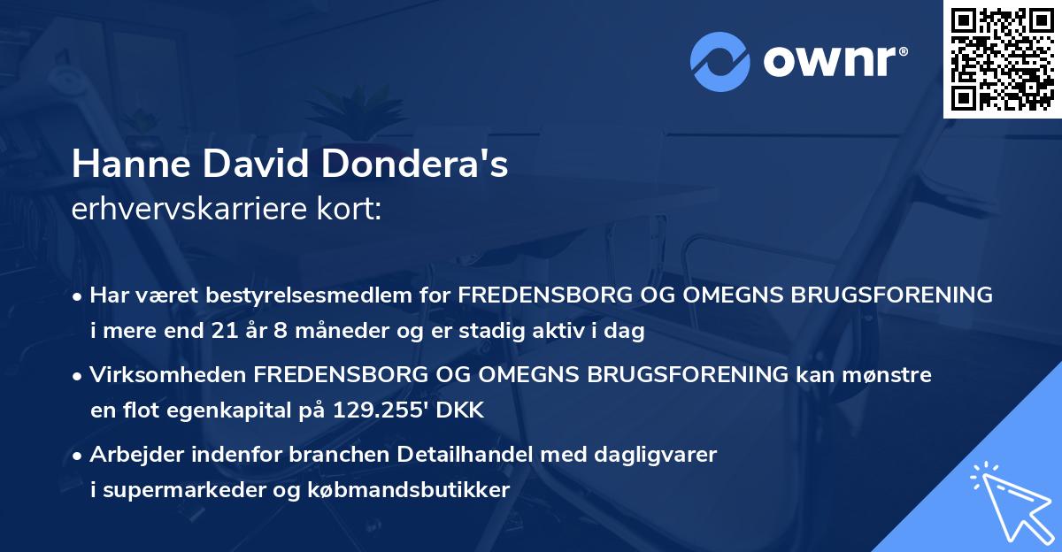 Hanne David Dondera's erhvervskarriere kort