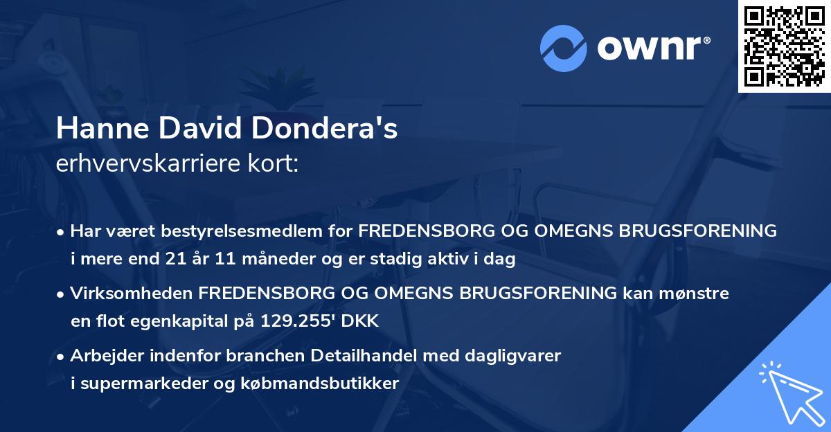 Hanne David Dondera's erhvervskarriere kort
