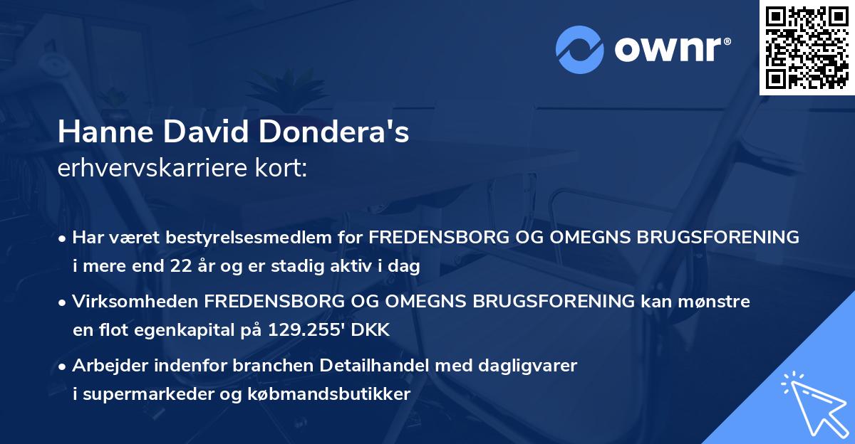 Hanne David Dondera's erhvervskarriere kort