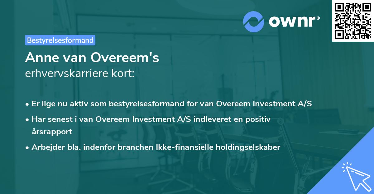 Anne van Overeem's erhvervskarriere kort