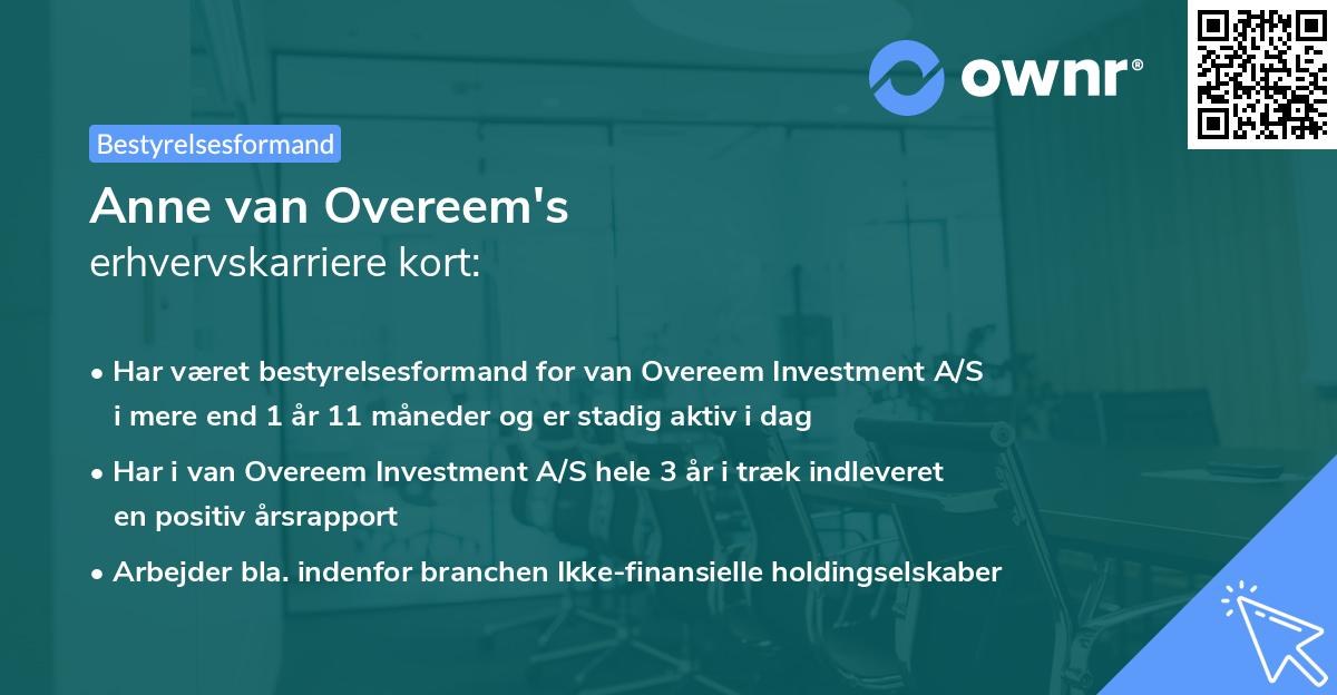 Anne van Overeem's erhvervskarriere kort