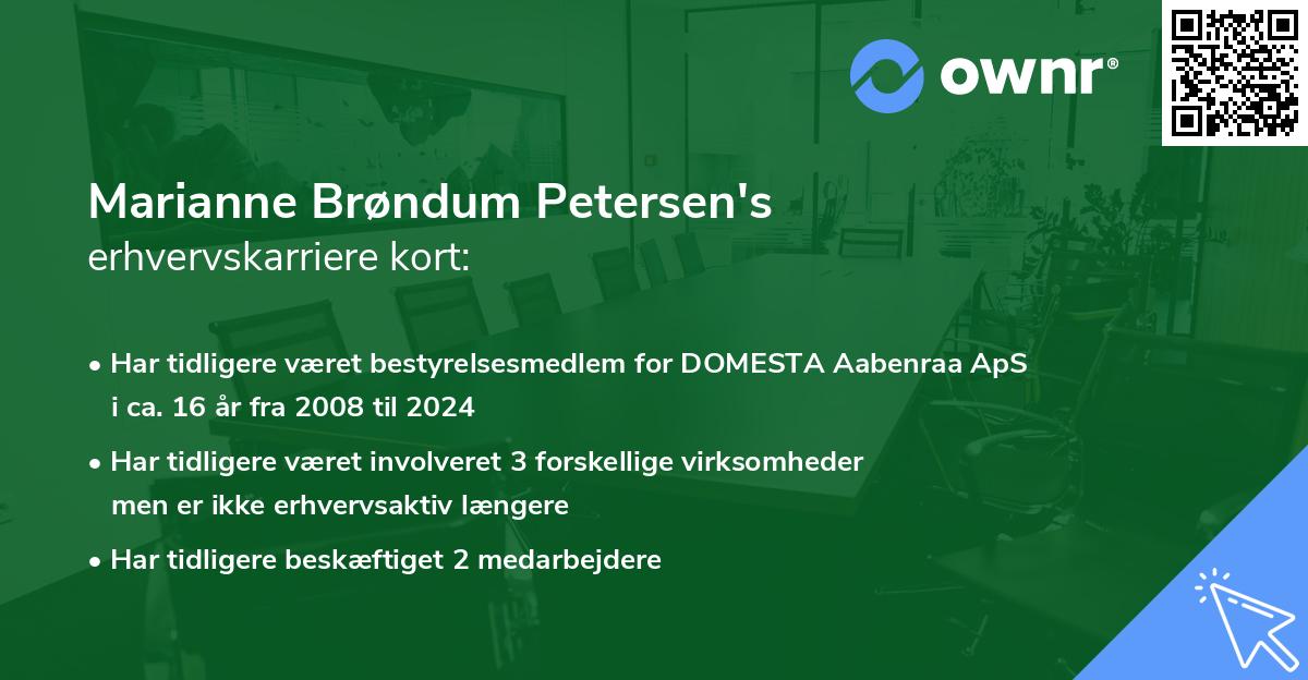 Marianne Brøndum Petersen's erhvervskarriere kort