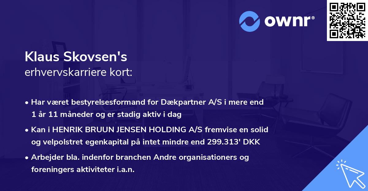 Klaus Skovsen's erhvervskarriere kort
