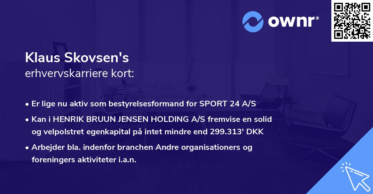 Klaus Skovsen's erhvervskarriere kort