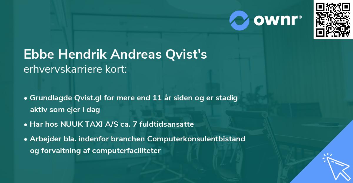 Ebbe Hendrik Andreas Qvist's erhvervskarriere kort
