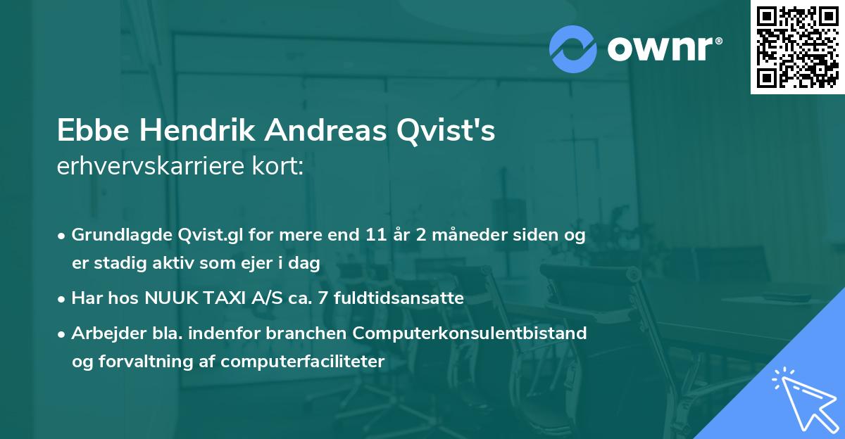 Ebbe Hendrik Andreas Qvist's erhvervskarriere kort