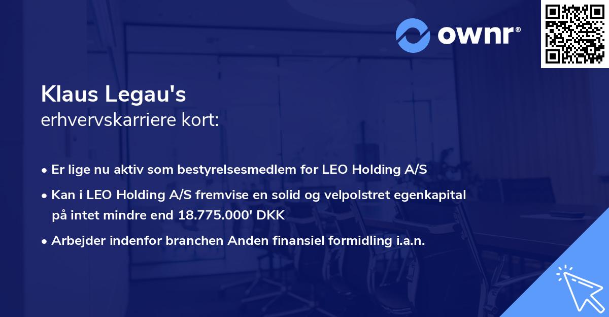 Klaus Legau's erhvervskarriere kort