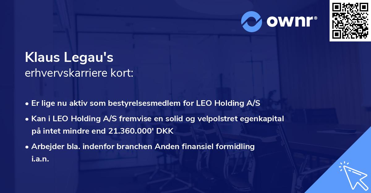 Klaus Legau's erhvervskarriere kort