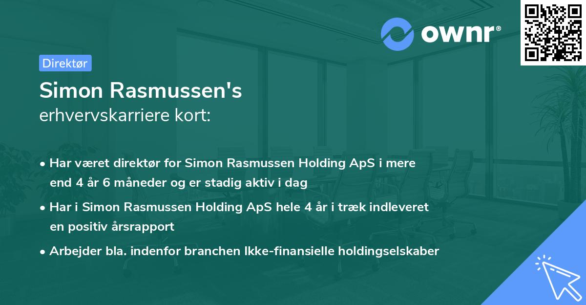 Simon Rasmussen's erhvervskarriere kort
