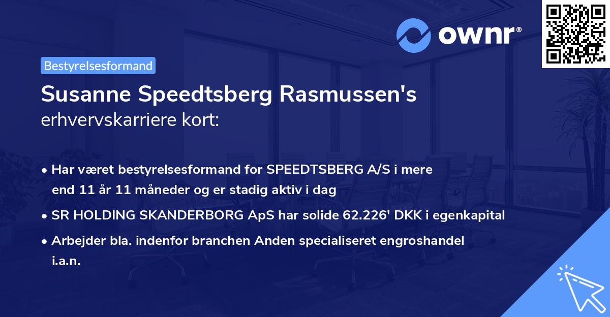 Susanne Speedtsberg Rasmussen's erhvervskarriere kort