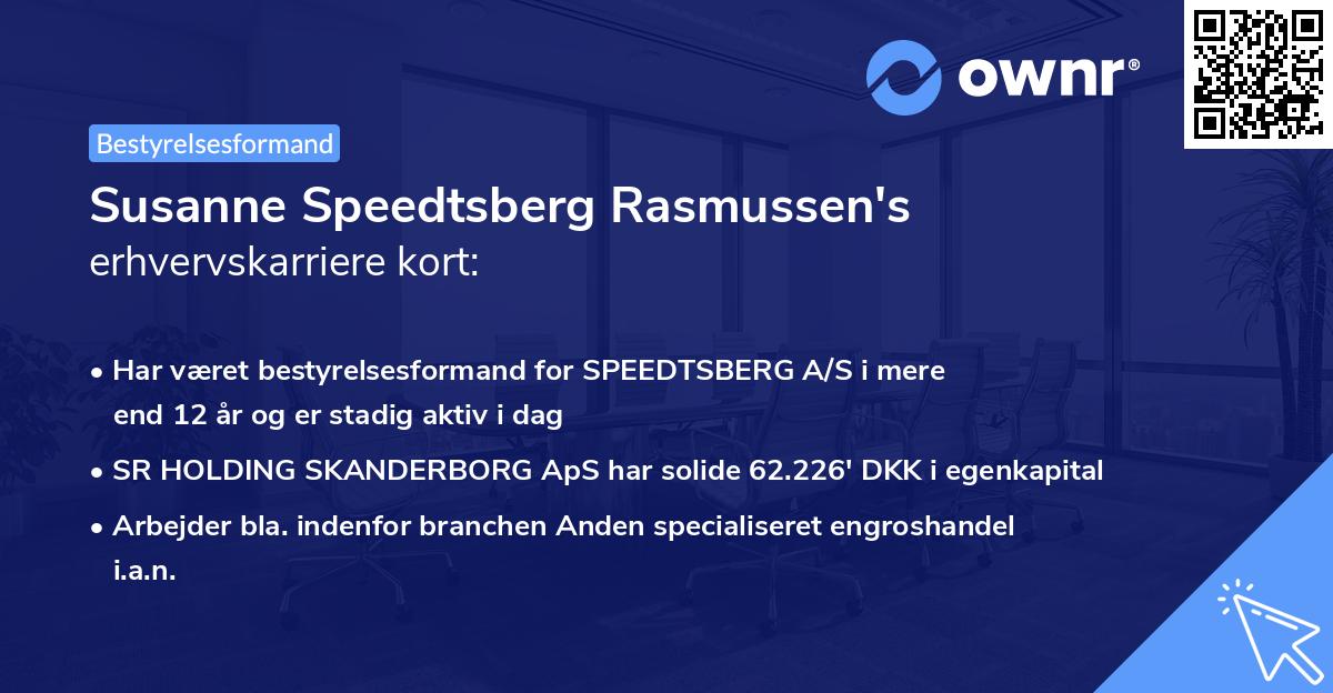 Susanne Speedtsberg Rasmussen's erhvervskarriere kort