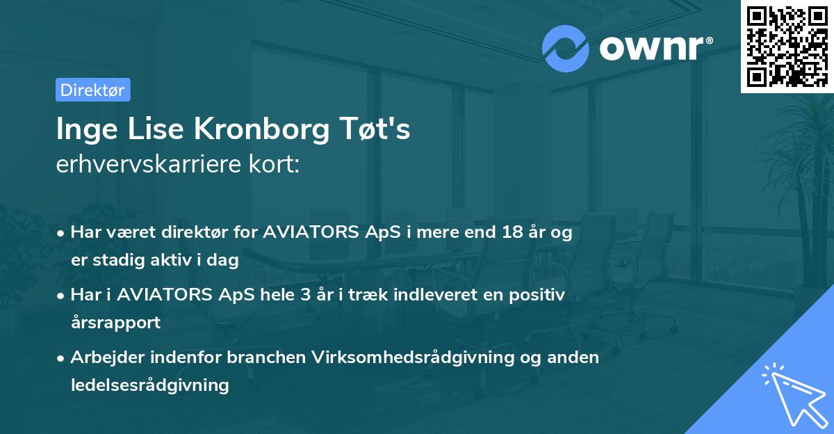Inge Lise Kronborg Tøt's erhvervskarriere kort