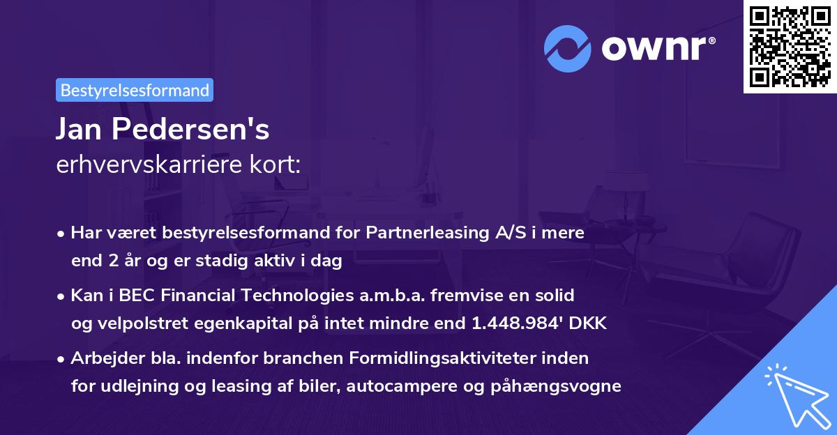 Jan Pedersen's erhvervskarriere kort