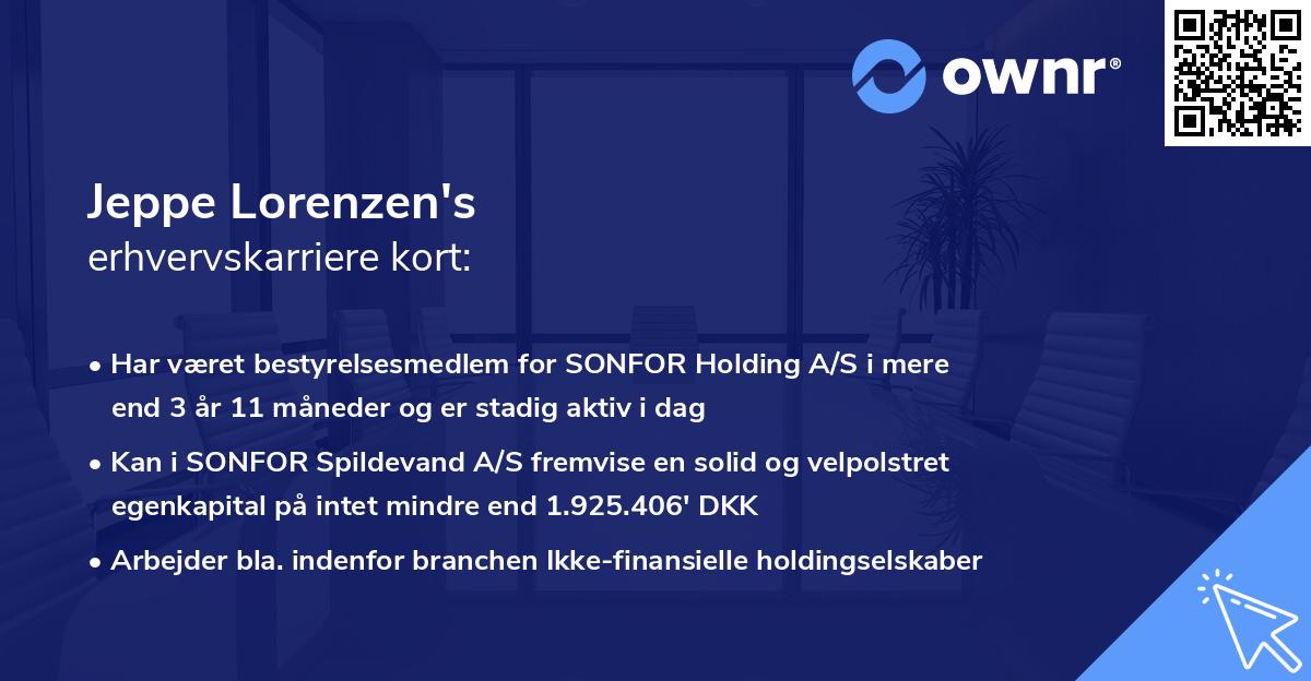 Jeppe Lorenzen's erhvervskarriere kort